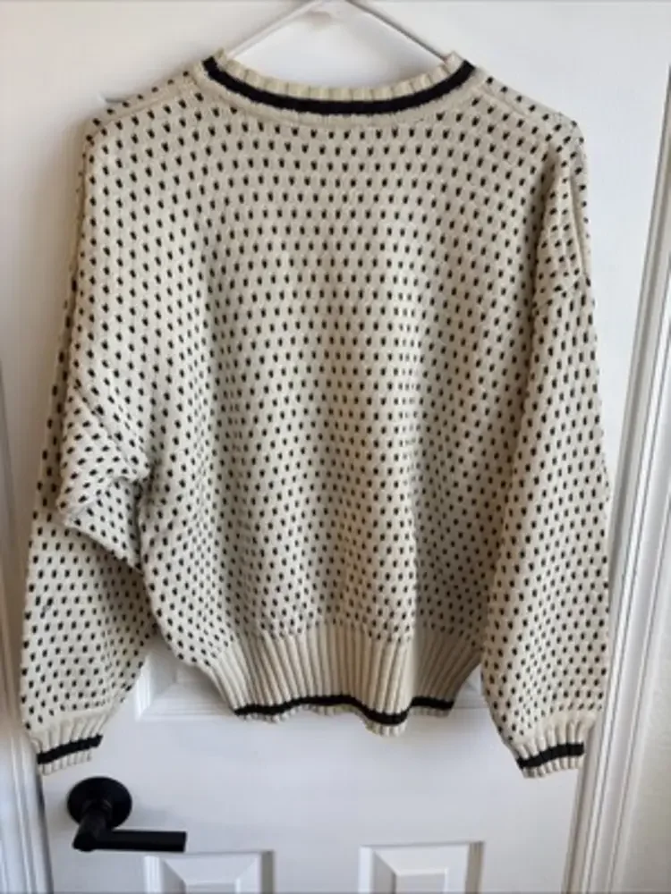 RARE‎ Vintage Lizwear Black and White Sweater Sz M Pullover Crewneck Pattern